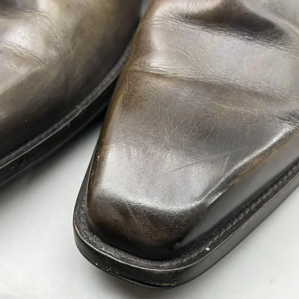 Mezlan Pitt Side Zip Dress Boots Men Size 12 Brown Leather Ankle Chelsea Shoes
